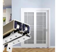 Set di hardware per porta scorrevole, binario in legno per montaggio a parete/sopra, compatibile con porte da 1,2 m a 9,1 m, design a doppia guida per un funzionamento regolare