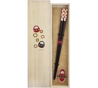 Set Di Hashioki Chopstick Wakasa Nuri Giapponese In Lacca Con Bambola Daruma