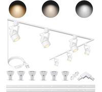 Set di Illuminazione LED Bianco Regolabile di Luminosità, Testa per Binario GU10 10W 3CCT con 2x1m Binario Tipo H, 3000K/4000K/6000K Regolabili, Faretti da Soffitto Commerciali con 6 Lampade GU10 Sost