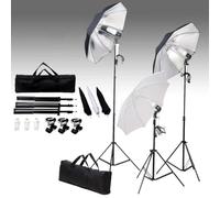 Set di illuminazione per studio fotografico, 24 Watt, con treppiedi e ombrelloni, per video/streaming di selfies/ritratti in interni