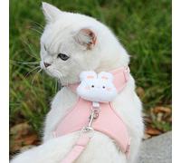 Set di imbracatura e guinzaglio con simpatici cartoni animati di gattini e cuccioli, imbracatura per cuccioli adatta per l'addestramento e le passeggiate, gilet traspirante e regolabile per cuccioli,