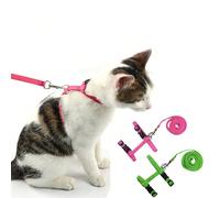 Set di imbracatura e guinzaglio in nylon per gatti - Guinzaglio a motivi regolabile e durevole per passeggiare e addestrare animali domestici sotto i 4 piedi di lunghezza verde,blu,rosa,rosso,neroPoli