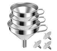 Set di imbuti in acciaio inossidabile Imbuti per inscatolamento a bocca larga con filtro rimovibile per il trasferimento di liquidi, fluidi, olio da cucina, marmellata, polvere (confezione da 3)