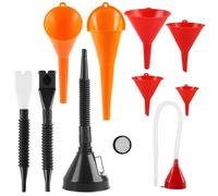 Set di imbuti per carburante per auto da 10 pezzi, imbuto flessibile ad angolo retto con ugello e filtro rimovibili, set di imbuti in plastica multiuso per acqua/benzina/refrigerante e altro