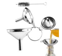 Set di imbuto in acciaio inossidabile, imbuto in metallo per uso della cucina | Nave in acciaio inossidabile - Strumento per uso alimentare con spazzola di pulizia per trasferire olio di marmellata