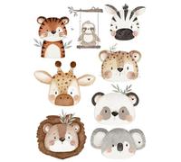 Set di immagini da stirare con animali della giungla, bradipo zebra, giraffa, leone, panda, koala per tessuti, bambini, da applicare con ferro da stiro, compleanno, t-shirt, sacchetto, sacca da