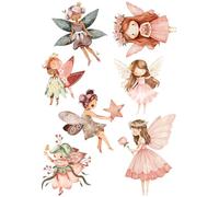 Set di immagini da stiro con fate, magiche, fata, magia, fiabesca, per tessuti, bambini, da applicare con ferro da stiro, compleanno, t-shirt, borsa, costume fai da te, regalo, zaino, kita, scuola