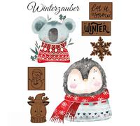 Set di immagini da stiro per tessuti per bambini, con pinguino, koala, Christmas,let it snow,magia invernale, compleanno, t-shirt, sacchetto, costume, fai da te, regalo, zaino, primo Natale, Xmas
