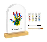 Set di impronte a mano famiglia per 5 persone, set di impronte digitali con piastra in acrilico, base, colore, pennello, squisita famiglia amorevole Impronta per la festa della mamma, festa del papà