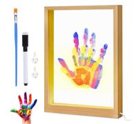 Set di impronte a mano per famiglia - Set di impronte digitali fai da te per 4 persone con cornice in acrilico, luce calda, USB, regali personalizzati per la famiglia e il bambino