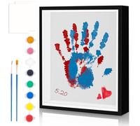 Set di impronte per bambini, set di cornici per foto fai da te, in legno, per famiglie, set di impronte per bambini, per baby shower e genitori freschi (nero)