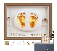 Set di impronte per bambini, set per calco per bambini, cornice portafoto artistica realizzata con stampe di bambini, mani e piedi, ricordo del bambino fatto a mano con colori sicuri per la famiglia