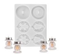 Set di in silicone per portacandele a forma di albero di Natale | Design cavo 3D, silicone facilmente solubile, albero di Natale e fiocco di neve, set per resina, fai da te, casa, casa