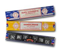 Set di incensi aromatici x 3 - Satya SuperHit + Nag Champa + Sandalo - Incenso Naturale Aromaterapia - Bastoncini di incenso - 3 scatole da 15 g.