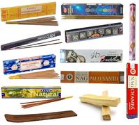 Set di incensi Deluxe | Satya, Goloka, Bajali, Golden Nag, Padmini | Incenso a bastoncini Top Vendite e Premium | 10 Scatole + 2 Bastone Santo + Porta Incenso