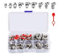 Set di Ingrassatori, M6 M8 M10 Grasso Raccordo Assortimento, 60 Pezzi Ingrassatori Testine, Raccordo per Ingrassatore in Metallo in Dritto e Angolato 45° 90°, 10 Pezzi Tappo per ingrassaggio