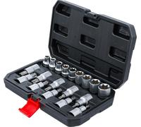BGS Do it yourself Set di chiavi a bussola/inserto bit, azionamento esagono incassato 12,5mm profilo T (per Torx)/profilo E, 19pz. Quantità:1
