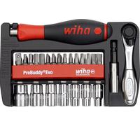 Wiha ProBuddy® Evo - Set di 40 pezzi con bit e chiavi a cricchetto 1/4" con impugnatura per cacciavite SoftFinish, mini cricchetto a 72 denti, portabit magnetico | Set di utensili compatto per