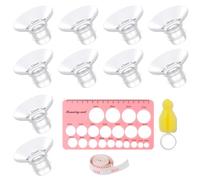 Set di inserti flangiati per tiralatte - 10 pezzi di ricambio in silicone in 5 misure + spazzola per la pulizia e righello - morbido, senza BPA, compatibile con pompe per una migliore vestibilità e