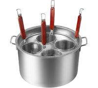 Set di Inserti per cuocipasta con Filtro in Acciaio Inossidabile, vaporiera per cuocipasta con cestelli, Strumento di Cottura multipot per tagliatelle, Pasta, Gnocchi, cestello a 6 Fori (Dimensioni :