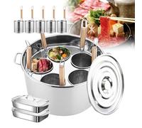 Set di Inserti per cuocipasta Multipots per pentola Calda Commerciale, pentole per Cottura a Vapore a 5 Fori, scolapasta in Acciaio Inossidabile, pentola per la Cottura della Pasta 2 in 1, U