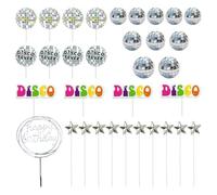 Set di inserti per decorazioni per torte da 33 pezzi, inserto per palline lucide da discoteca, inserto per torta di compleanno, adatto per decorare torte e dessert per feste