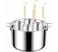 Set di Inserti per la Cottura della Pasta con 5 Fori, pentola Antiaderente Multiuso in Acciaio Inox per Spaghetti, tagliatelle e cestello scolapasta per la Cottura Senza Sforzo
