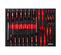 Mephisto Set di cacciaviti con impugnatura antiscivolo Soft Grip, set da 27 pezzi, cacciavite a croce, intaglio, di precisione, per elettricista, incl. Soft Inlay in effetto carbonio