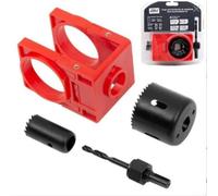 Set di installazione per serratura con guida in plastica regolabile e seghe a tazza per porte di spessore 3,5 cm e 4,5 cm, supporta variazioni di mandria (rosso)