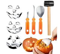 Set di intaglio della zucca di Halloween, 2024 più nuovo coltello da intaglio della zucca per bambini con taglierina per biscotti di zucca in acciaio inossidabile Strumento di intaglio della zucca Kit