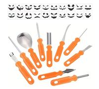 Set di intaglio di zucca, coltello per taglio di zucche, scarti di per sculture con modelli, ideali per gli appassionati di Halloween Questo set di zucca Schnitz offre tutti gli strumenti necessa