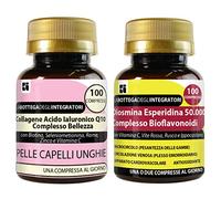 Set di Integratori Pelle Capelli Unghie + Antiossidante | Collagene Ialuronico Q10 Complesso Bellezza 100 compresse + Diosmina Esperidina Bioflavonoidi 100 compresse