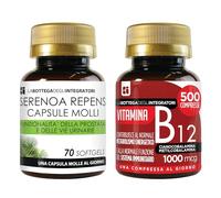 Set di integratori Prostata e Energia | Serenoa Repens 70 Softgels e Vitamina B12 500 Compresse con Cianocobalamina e Metilcobalamina