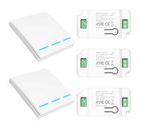 Set di interruttori della luce, 230 V, RF 433 MHz, interruttore radio 230 V, con ricevitore di portata di 100 m, interruttore di sicurezza e ricevitore 10 A-2, bianco interruttore e 3 ricevitori