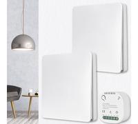 Set di interruttori radio, interruttore radio da parete, portata 50 m, 230 V, 2 interruttori con 1 ricevitore, senza batteria, impermeabile, interruttore wireless per lampada da interni ed esterni