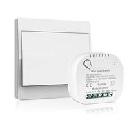 Set di interruttori radio senza batteria, 230 V, interruttore e ricevitore, installazione adesiva impermeabile per bagno, camera da letto, giardino e corridoio di casa (1 marcia)