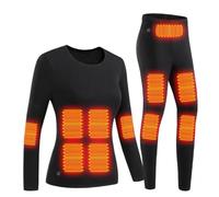 Set di Intimo Termico Riscaldato da Donna, Strato Base Invernale | Morbido, foderato in pile, 3 livelli di calore, alimentato tramite USB, lavabile in lavatrice, comodo, ben aderente
