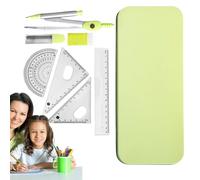 Set Di Kit Di Geometria, Strumenti Matematici In Scatola Di Ferro Infrangibile, Set Di E Goniometro Per Studenti Da 7 Pezzi, Strumenti Di Disegno Di Precisione, Forniture Essenziali Per Lo Stu