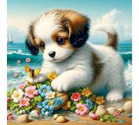 Set di Kit per Dipinti con Diamanti per Adulti, Kit Completi con Drill Rotonda 5D, Animali e Cani, Arte con Diamanti per Decorare le Pareti di Casa, Regalo 30x30cm