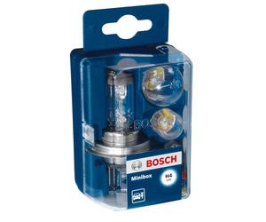 Set di lampade BOSCH H4 Minibox (+P21W R5W T4W 10A 15A 20A)