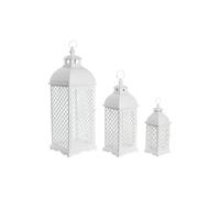 Set di lanterne DKD Home Decor Bianco Metallo Cristallo Arabo Finitura invecc