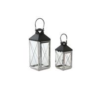 Set di lanterne DKD Home Decor Nero Cristallo Acciaio Moderno Cromato 18 x 18