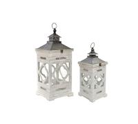Set di lanterne Home ESPRIT Bianco Cristallo Abete Etnico Arabo 26 x 26 x 66
