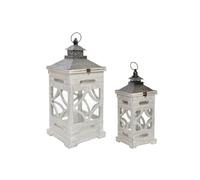 Set di lanterne Home ESPRIT Naturale Cristallo Abete Arabo 26,5 x 26,5 x 65 c
