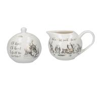 V&A Alice nel Paese delle Meraviglie bricco per Latte e zuccheriera, con Illustrazioni Decorativo, Porcellana, Bianco, 18 x 7.5 x 7 cm