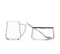 Set di latte e zucchero in vetro con cucchiaio in acciaio inox, molto leggero e a pareti sottili, rimane chiaro