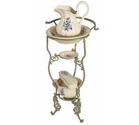 Set di lavaggio con supporto antico, lavabo, lavandino, bacinella, brocca, porcellana antica lup048 Palazzo Esclusivo