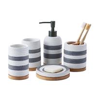 Set di lavaggio in ceramica, set da cinque pezzi, portasapone, bicchiere for gargarismi, flacone sapone, portaspazzolino, arredo for il bagno
