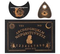 Set di lavagne in legno nero Ouija da 30 x 19 cm, classiche lavagne parlanti con planchette, messaggio metafisico, tavola spirituale regalo wiccan (2)