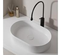 Set Di Lavandini Da Appoggio For Bagno, Lavabo Ovale In Ceramica Da Appoggio, Lavandini Consolle For Bagno, Guardaroba, Lavabo, Facili Da Pulire(White,57.5x36.5x12cm)